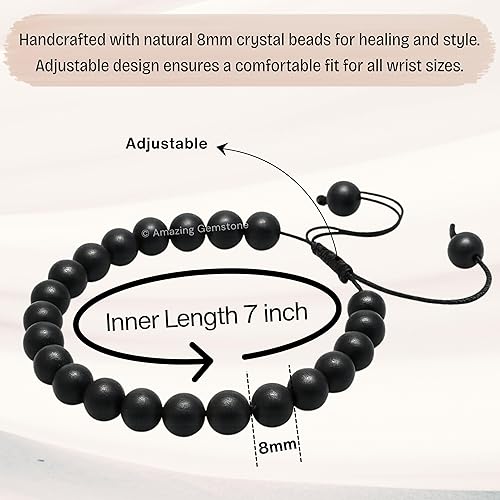 Vista 674 de Amazing Gemstone Yaxaite Bracelet for Women Men's Gifts - Protection Healing Crystal Bracelet - 8mm Gemstone Beaded Adjustable Bracelet Pulseras