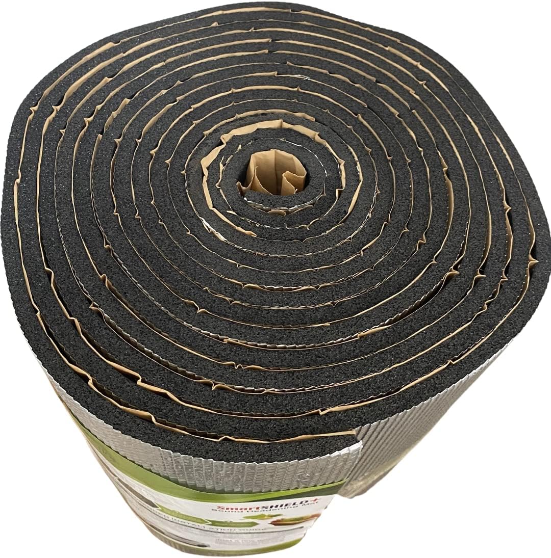 SmartSHIELD 16" x 28ft., 36 Sq. Ft. Car Noise Sound Deadening Mat, Heat Insulation Closed Cell Foam - Self Adhesive - Aluminum + XPE Foam + Glue (Thickness 394 mil / 0.394 inches / 10 mm)