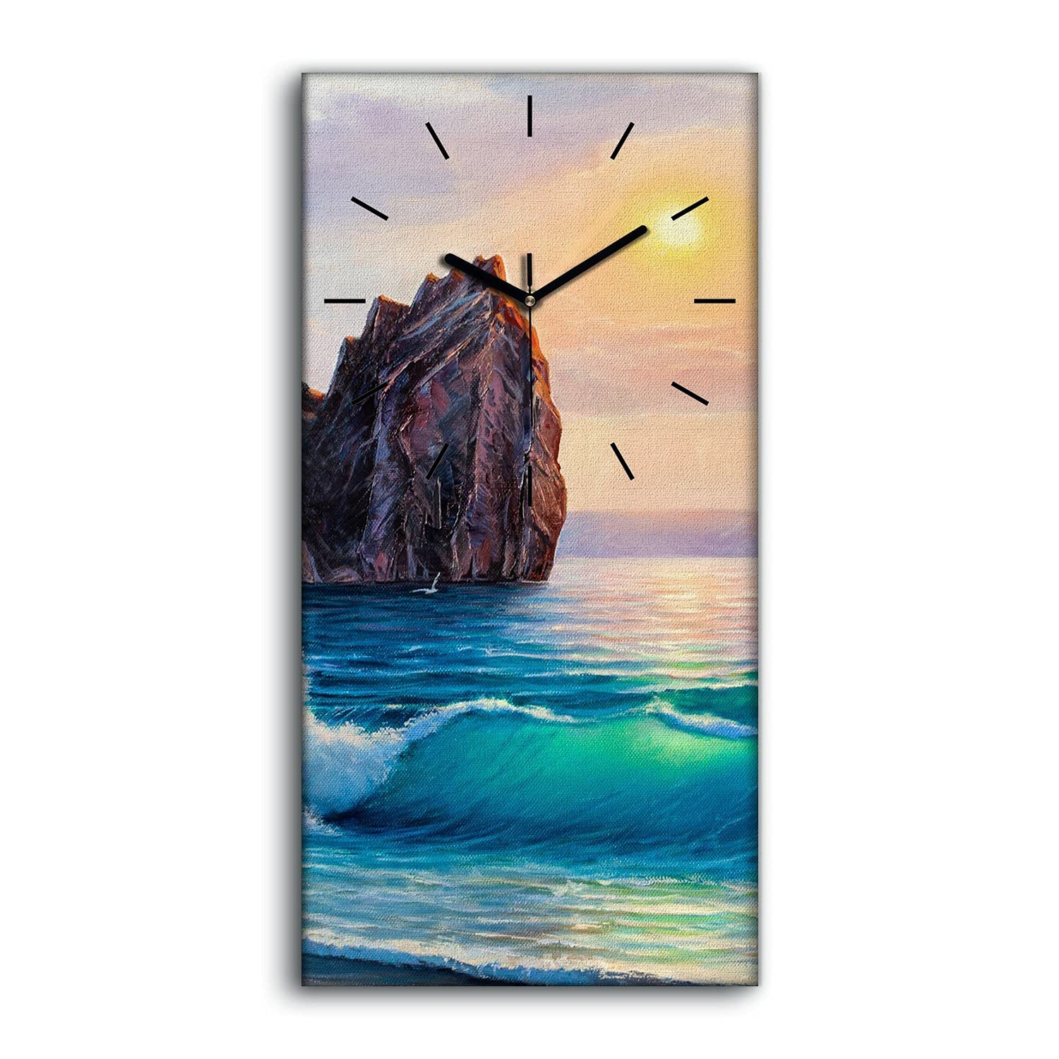 Horloge sur Toile Fine Art 30x60cm Décoration Murale Moderne Océan