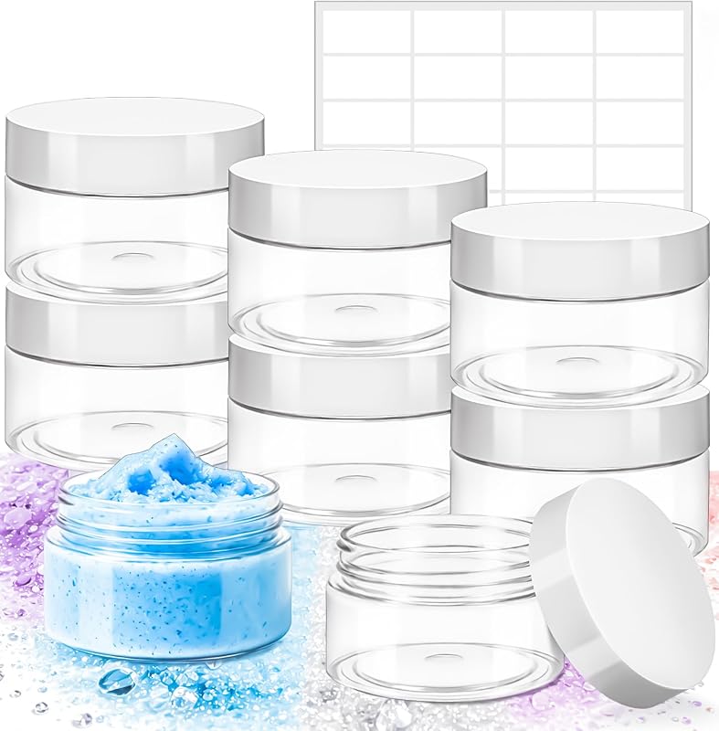 MotBach Frascos Plásticos Redondos com Tampas Brancas, 120 mL, Pacote com 8
