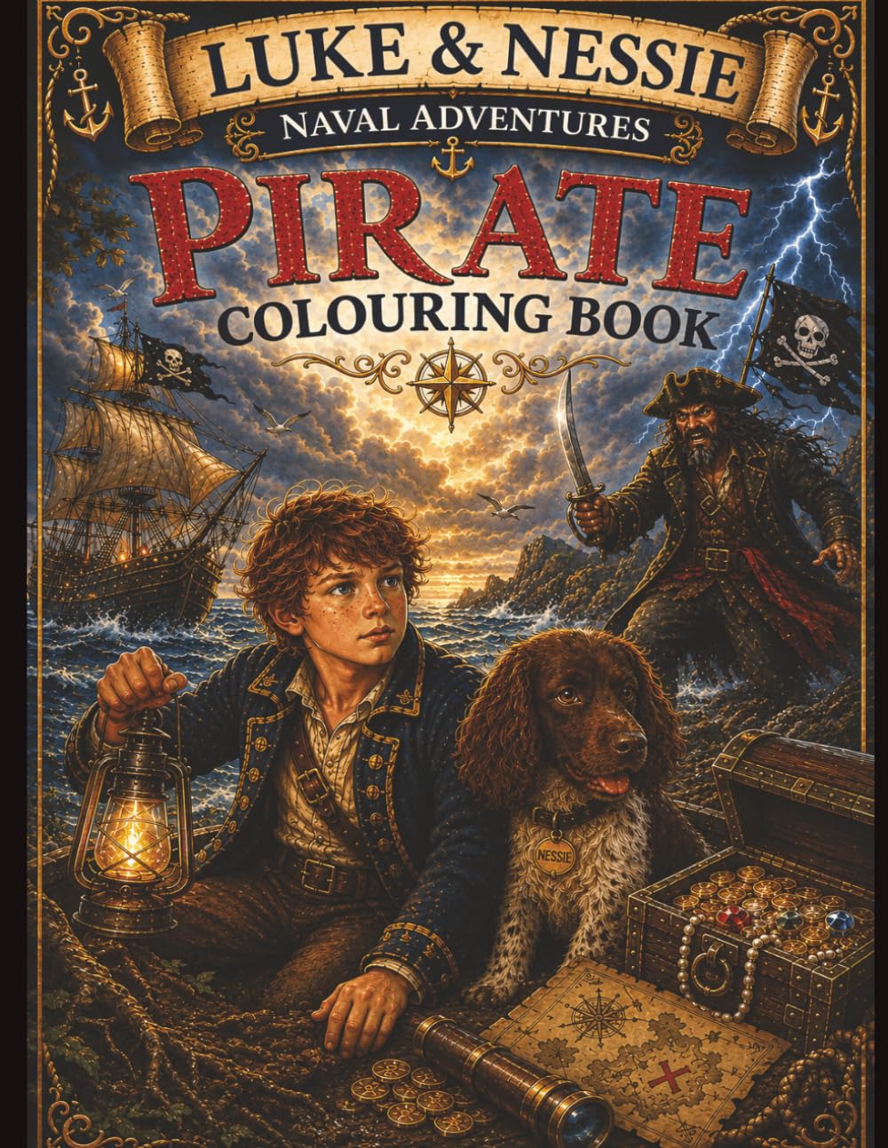 Pirate Colouring Book: Luke and Nessie Naval Adventures - 22 Exciting Pirate Adventures to Colour