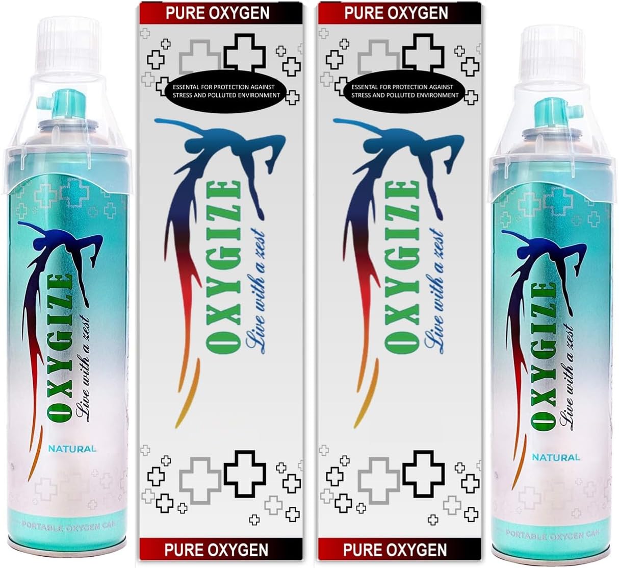 Portable 20L Natural Oxygen Can with Mask โ 300 Breaths, Pack of 2 | Pure Oxygen for Pollution Relief, Sports Recovery, Energy Boost & Respiratory Support