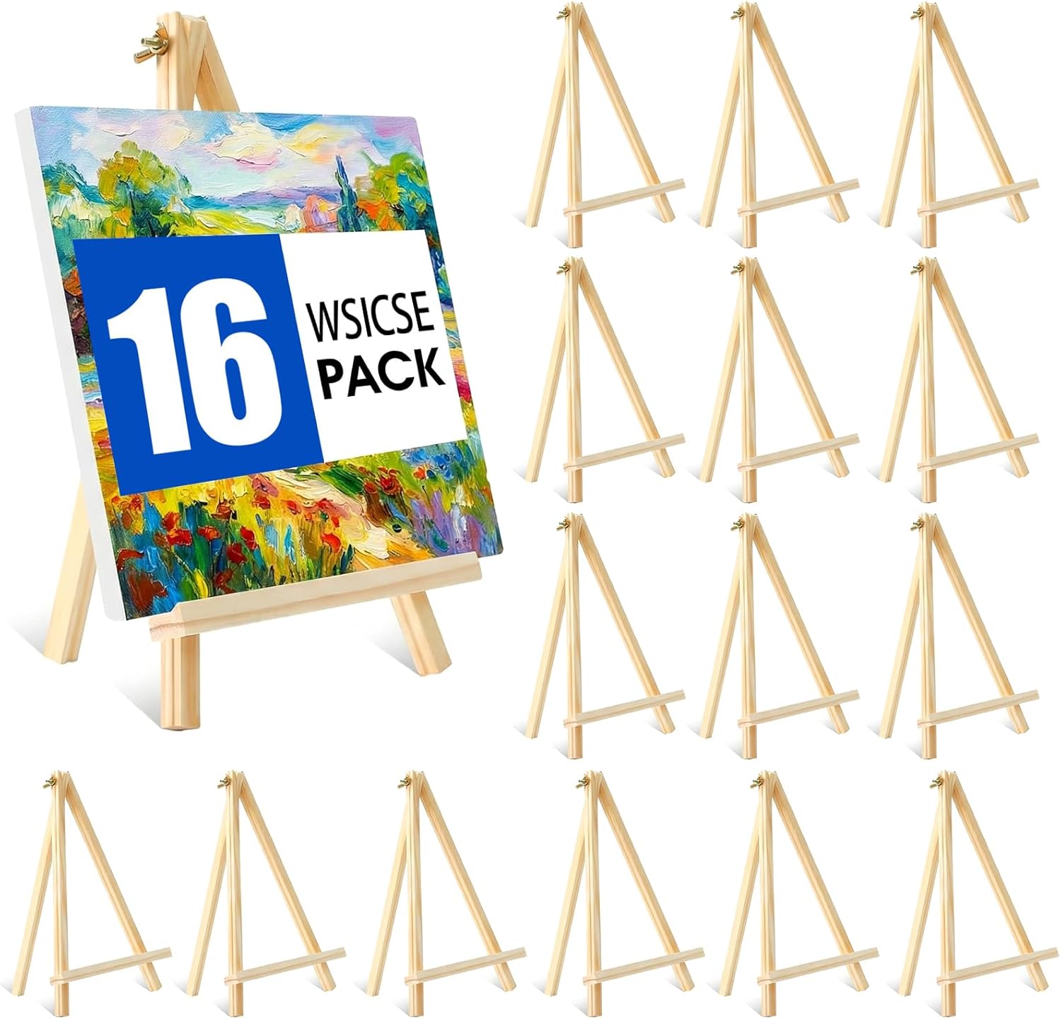 16 Pack 11.8In Tabletop Easel, Wooden Easels for Paiting Adjustable Foldable for Kids, Students, Beginners
