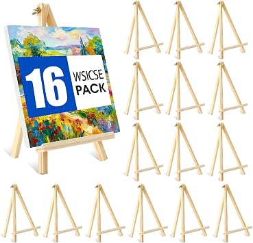 16 Pack 11.8In Tabletop Easel, Wooden Easels for Paiting Adjustable Foldable for Kids, Students, Beginners
