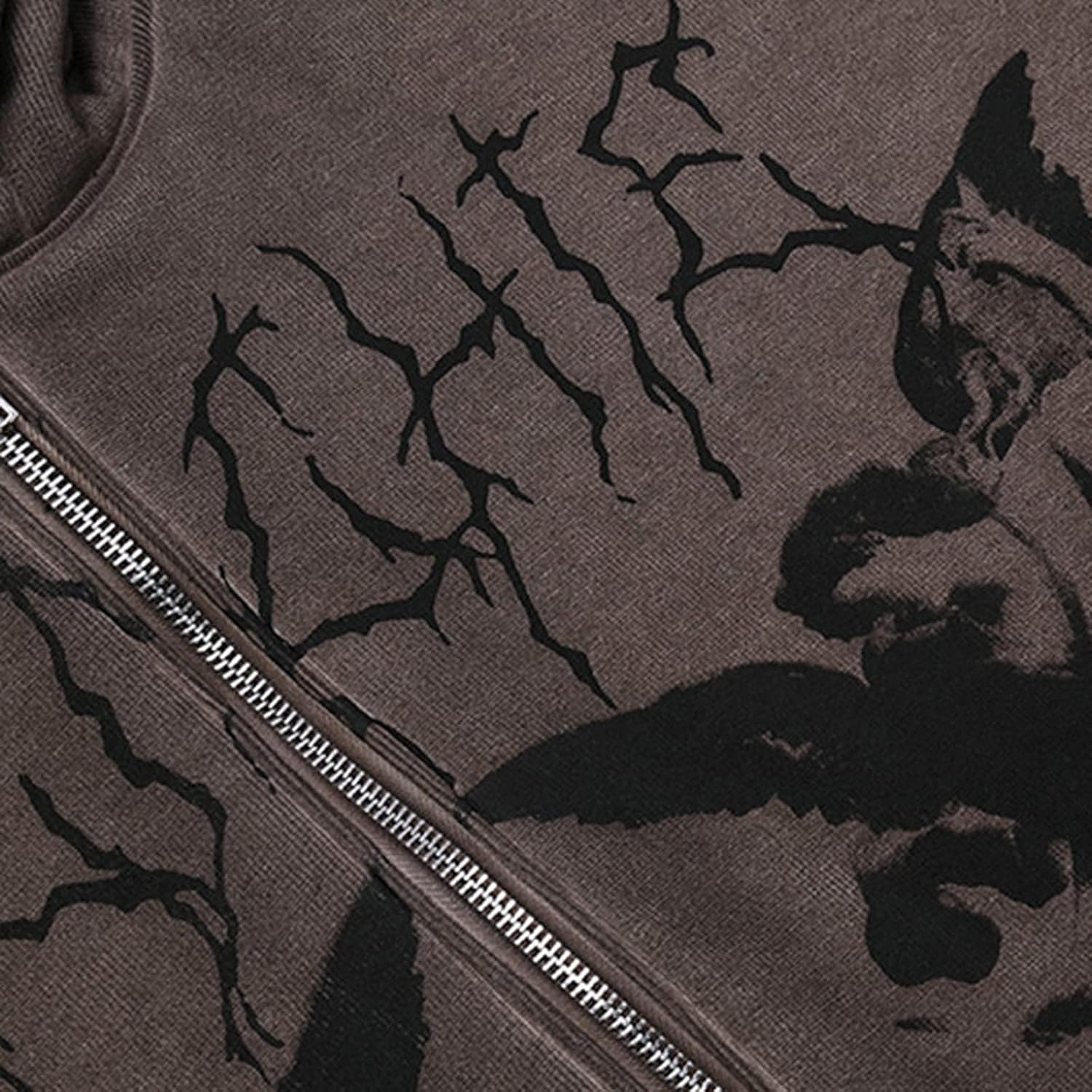 Miniatura 3 de Sudaderas con capucha de gran tamaño con estampado gráfico vintage para mujer sudadera de manga larga con cremallera Y2K Hip-Pop Streetwear