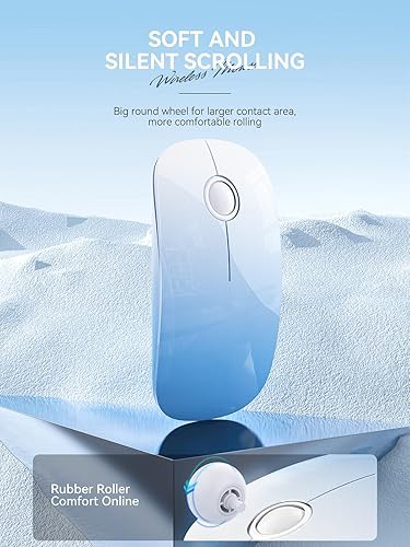 Miniatura 3 de RAPIQUE Ratón inalámbrico Bluetooth (BT5.1+USB), doble conectividad, clic silencioso, baja potencia y 1600 DPI, mouse inalámbrico portátil para