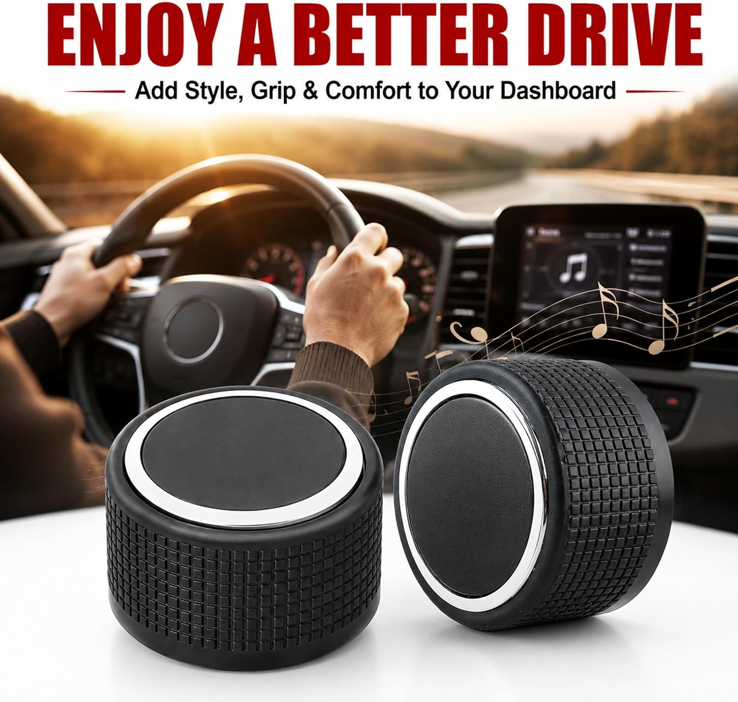 Car Rear Radio Replacement Knobs Compatible with 2007-2013 Chevy Tahoe Chev-rolet Silverado GMC Acadia Sierra Escalade Buick Enclave Yukon Cadillac-Audio Volume Control Knob Replacements GM 22912547