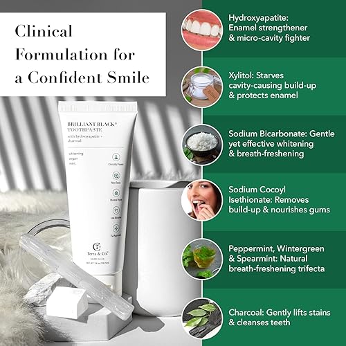 Miniatura 3 de Terra & Co. Brilliant Hydroxiapatite - Pasta de dientes de carbón vegetal para blanquear los dientes, sensible al vegano natural