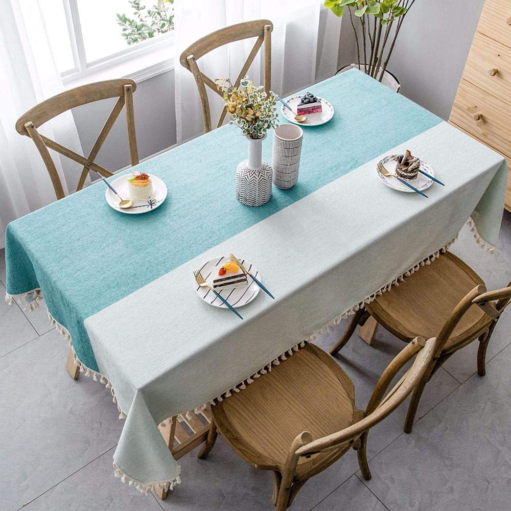 QIANC Tablecloth Rectangle Table Cloth Cotton Linen Wrinkle Free Table Cover,Table Cloth Tassel Washable Tablecloths for Kitchen,C-60x70cm(23.62x27.55in)