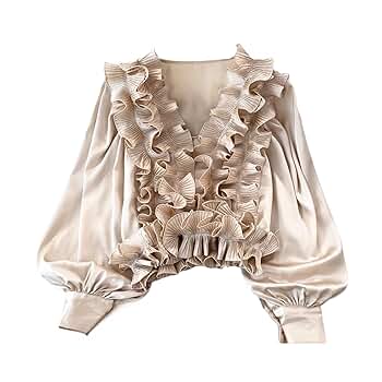 トップス vintage like sheer frill blouse 71mB7g4fOBL._SY350_QL65_.jpg