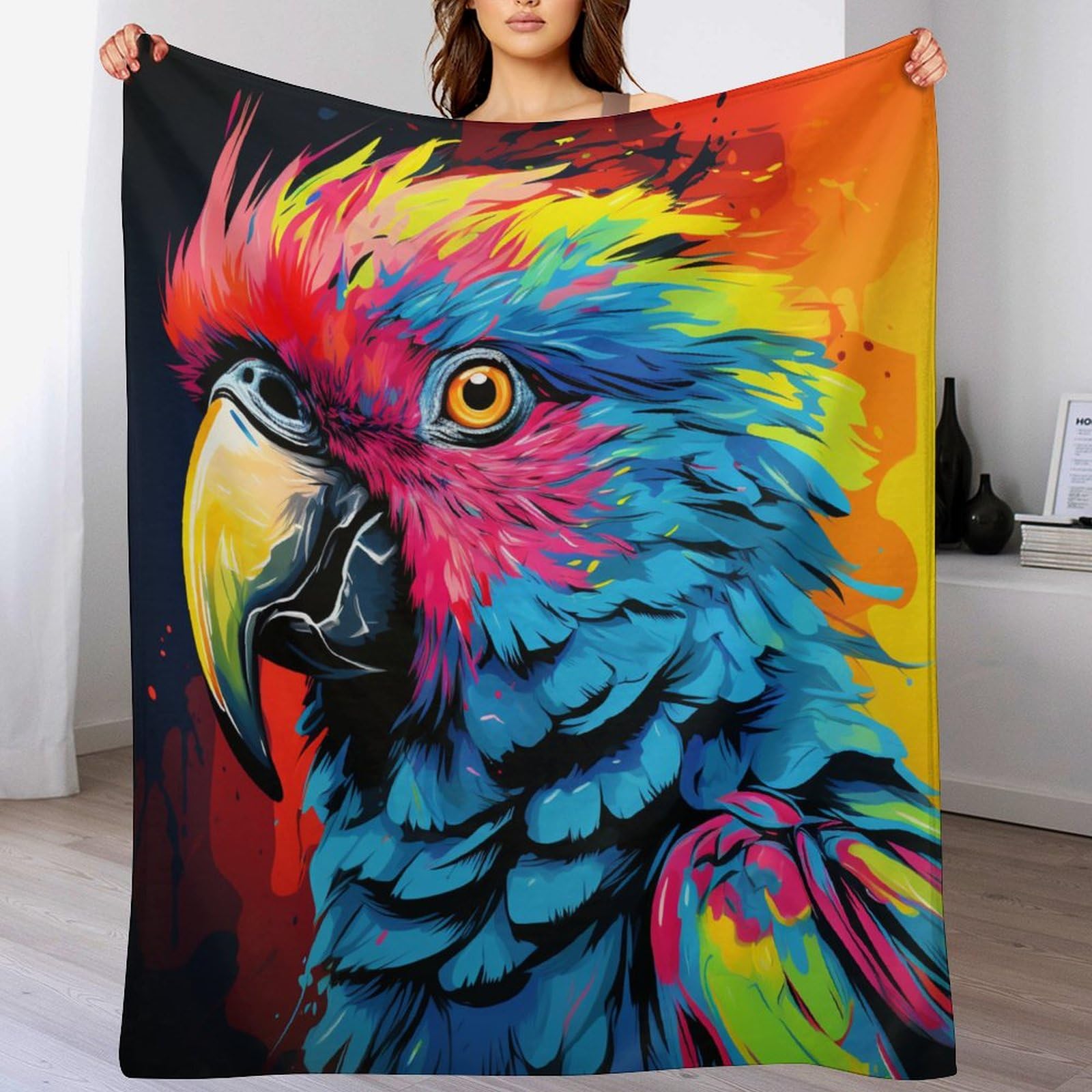 Manta de franela cómoda Parrot 150x200 cm manta suave para cama sofá y todas las estaciones
