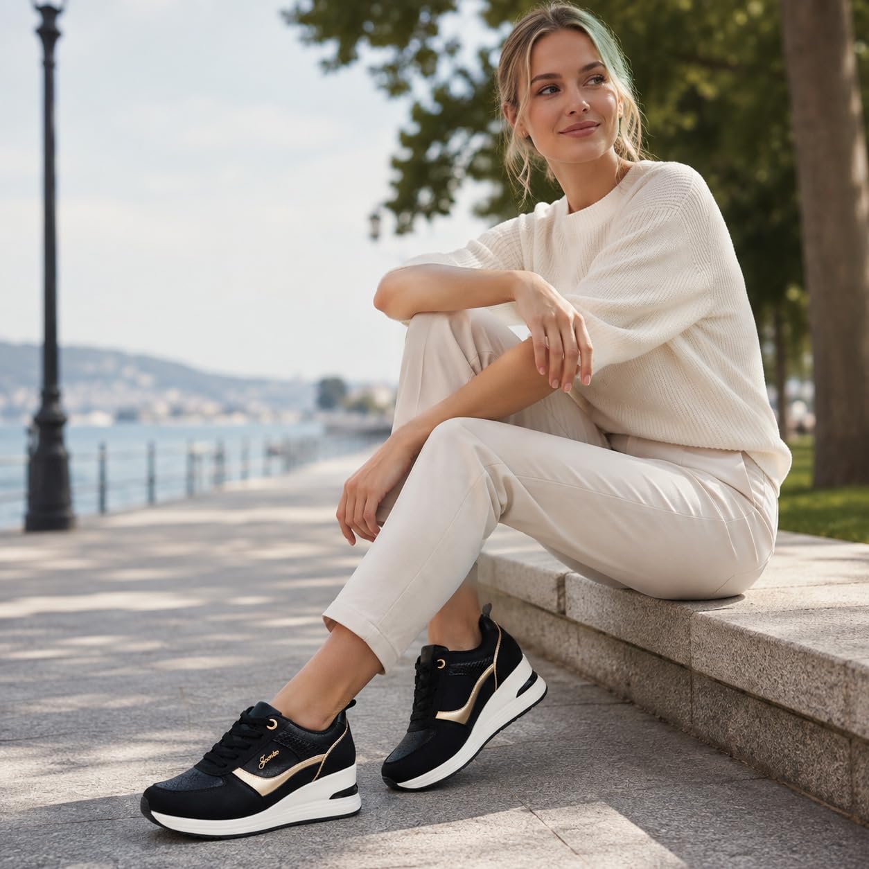 JOMIX Zapatillas Mujer Suela Gruesa Cómodas Suaves paara Caminar Estilo Urbano Informal CWSC265146ES