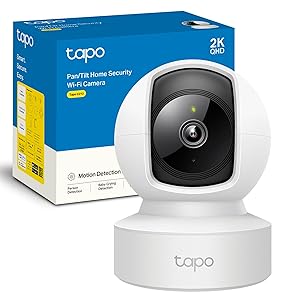 Tapo C212 - Camara Vigilancia Wi-Fi/Ethernet Interior, 2K(3MP), Visión Nocturna, Soporta Tarjeta SD hasta 512 GB, Detección de Movimiento, Control Remoto, Compatible con Alexa Certificado ClimatePartner