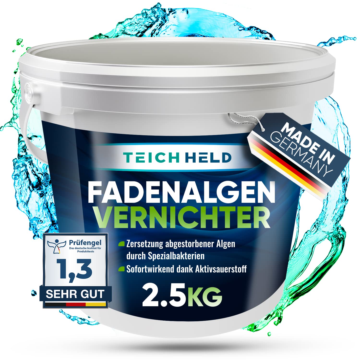 TeichHeld Fadenalgenvernichter teich [360° Schutz für Fische] 2,5kg Extra schnell & effektiv Dank 2in1 Wirkung mit LangzeitEffekt algenmittel algenvernichter algenentferner algen entferner algenstopp