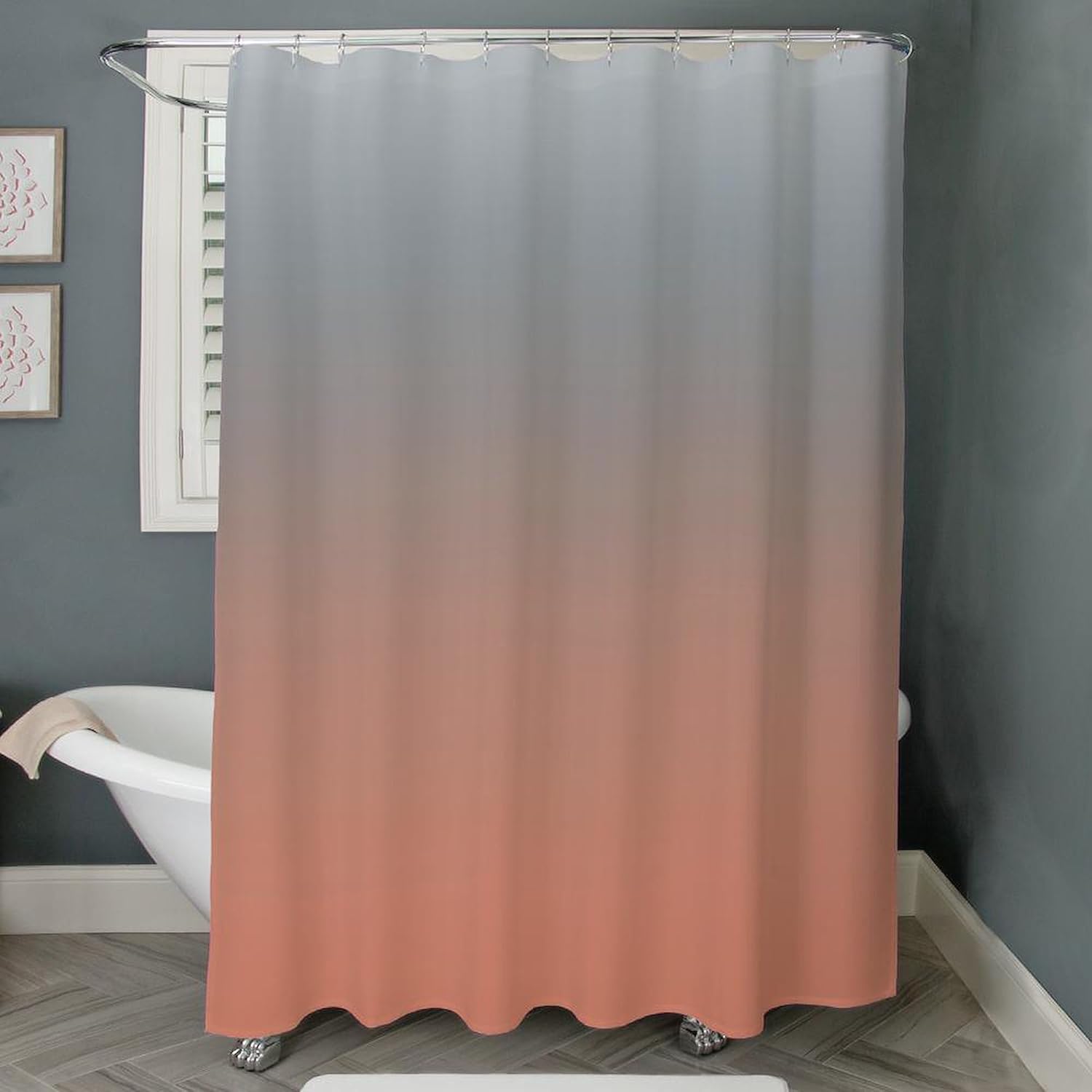 CafePress Peachy Gray Decorative Fabric Shower Curtain