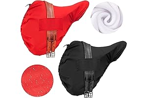 Waterproof English Horse Saddle Cover - 2 Pack High-Quality Saddle Covers (Black & Scarlet Red)