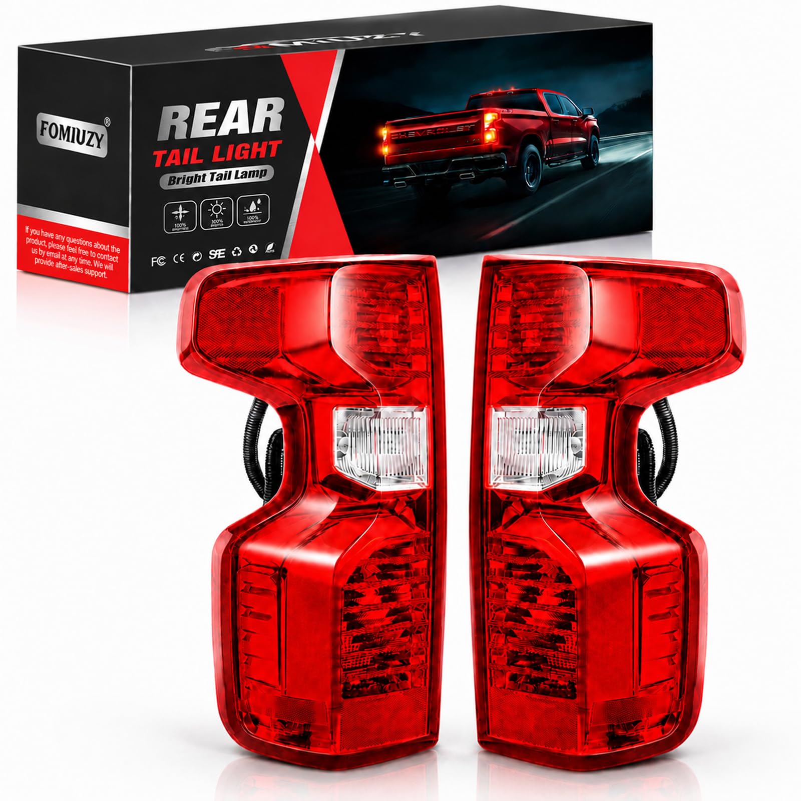 Halogen Tail Lights Assembly Fit Chevy Silverado 1500 2019 2020 2021 2022 2023 2024 2025 Chevrolet 2500 3500 HD 2500HD 3500HD Rear Brake Back Up Lamp Taillight Lens Left Driver Right Passenger