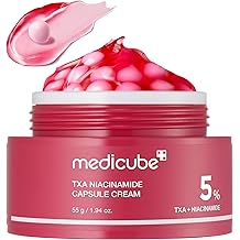 medicube Capsule Cream with TXA + Niacinamide | Dual Radiance Moisturizer Ideal for Use After Spot Care, Uneven Skin Tone &amp; Texture &amp; Hydration | 99% Pure Tranexamic Acid | Korean Skincare, 1.94 oz