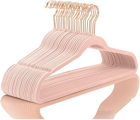 Golden Bird -Non-Slip Velvet Hangers Premium Suit Hangers Ultra Thin Space Saving 360 Degree Swivel Hook Clothes Hangers Velvet for Suits,Coats,Jackets,Pants,Dress,Sarees Pack of 80