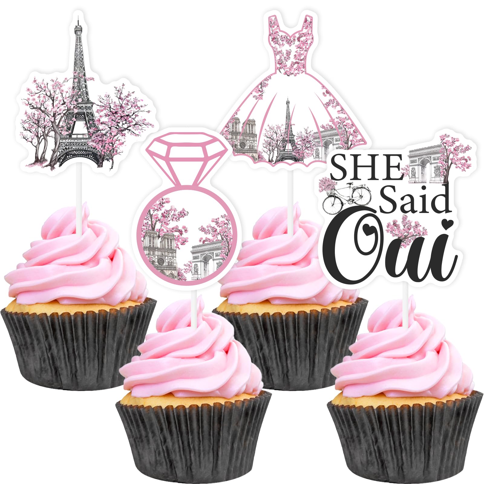 Decoración de pastel de París y adornos para cupcakes de ciudades europeas 7