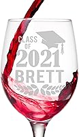 Personalized Class of 2025 Engraved Stem Wine Glass - Custom Graduation Gift, She Did It Party Favor, Grad Toast from Mom Dad