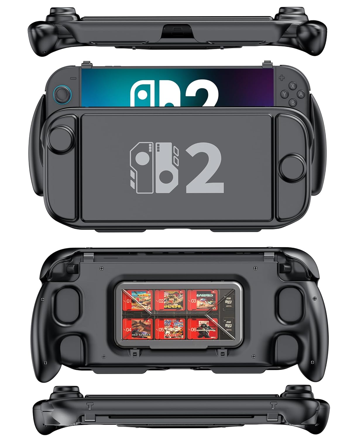 EXTREMECOOL Enhanced Switch 2 Grip - Ergonomic Hard Shell with 6 Game Slots & Front Cover | Handheld Mode Only | NOT Dockable | Lightweight & Travel-Ready Protective Shell (Black) - Image 8
