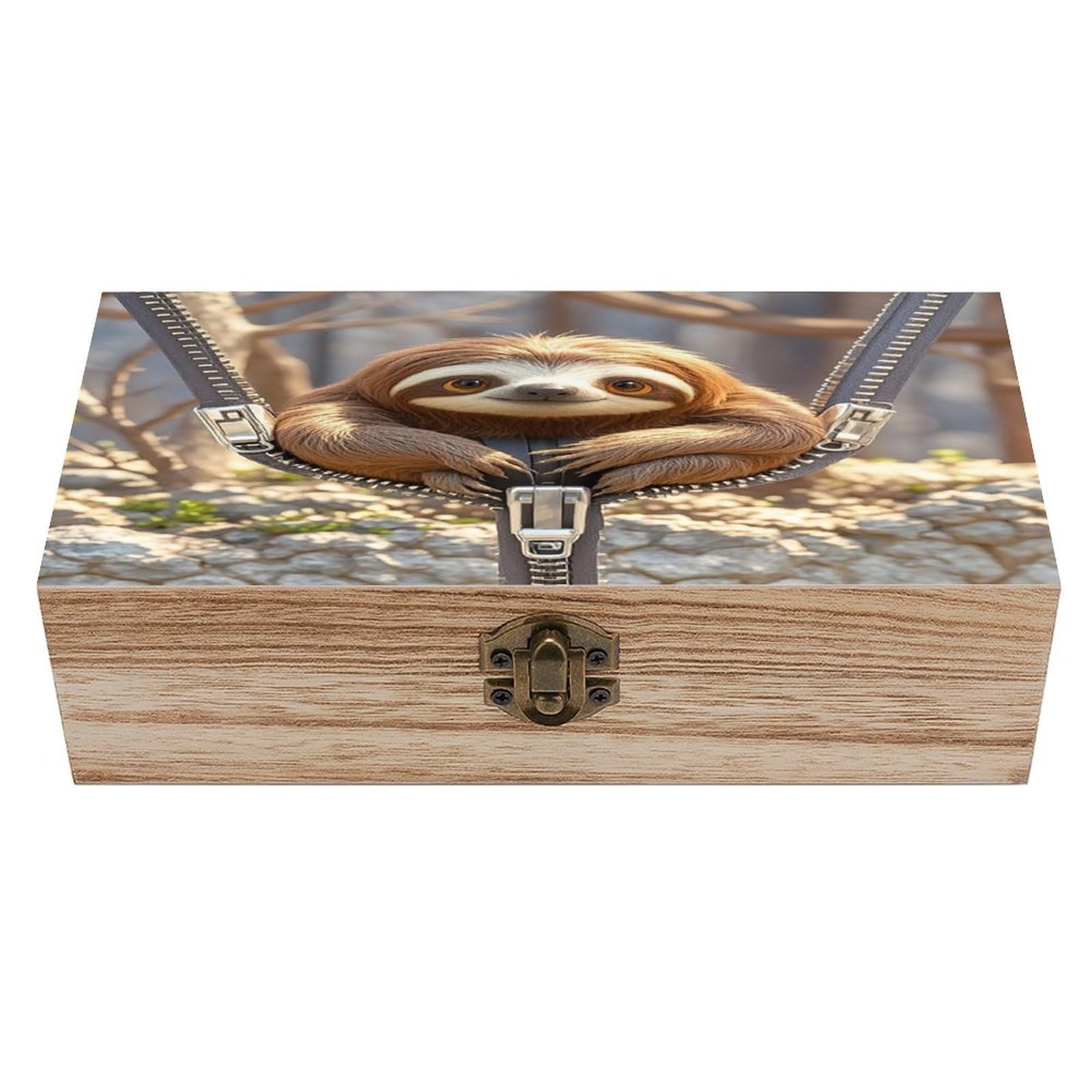 LZQPOEAS Sloth on Zipper Wooden Box Storage Space to Organize Jewelry in A Beautiful Small Storage Box Decorative Card Boxes Memory Treasure Boxes for Crafts And Photo Storage