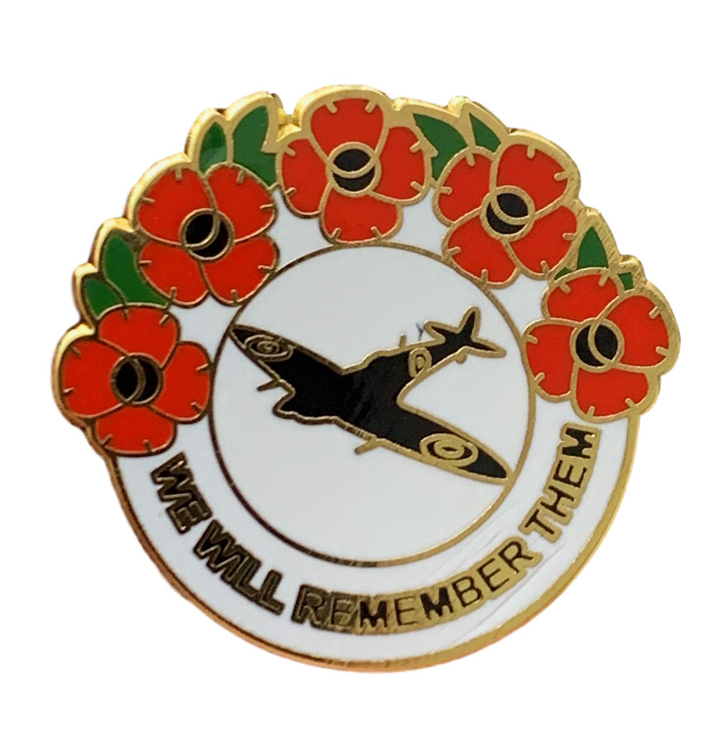 Smartbadge® RAF Spitfire We Will Remember Them Poppy Lapel Pin Badge VE Day D Day Remembrance Sunday