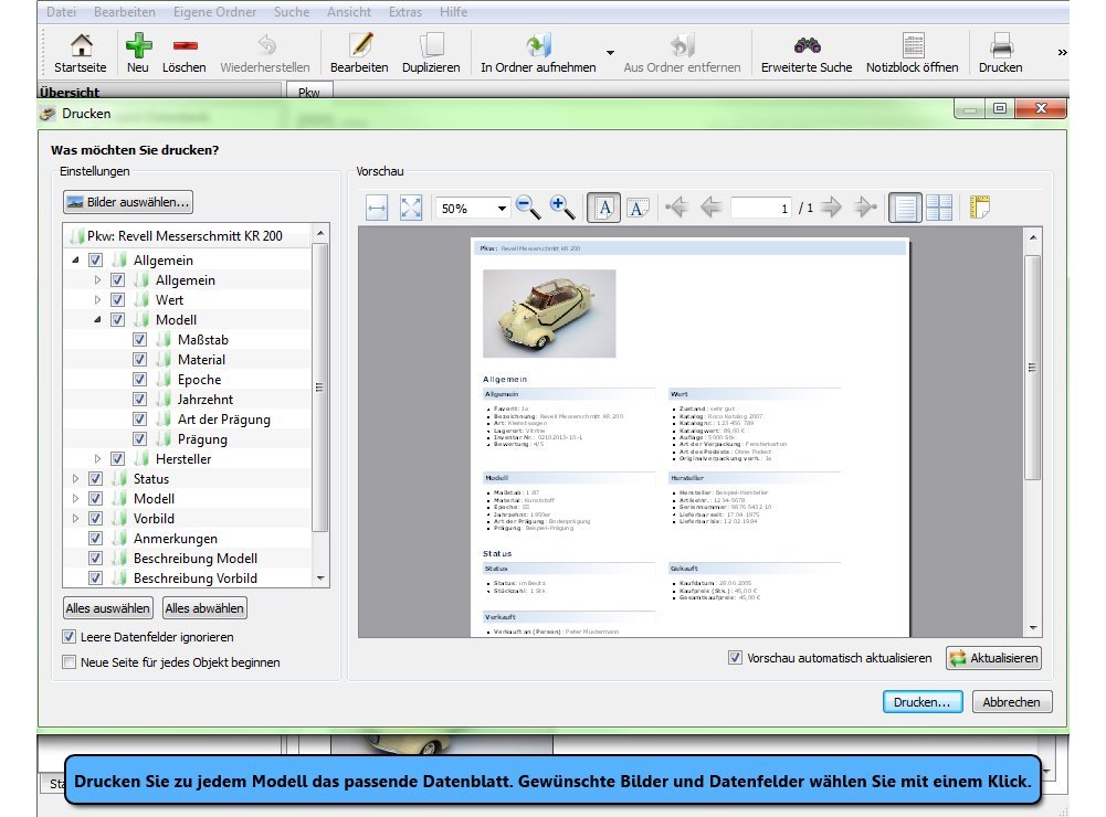 Software f. Verwaltung v. Modellautos - Stecotec Modellauto-Archivator 14 - Verwalten Sie Ihre Modelle samt Zubehör am PC - Katalog / Datenbank Programm zur Modellautoverwaltung