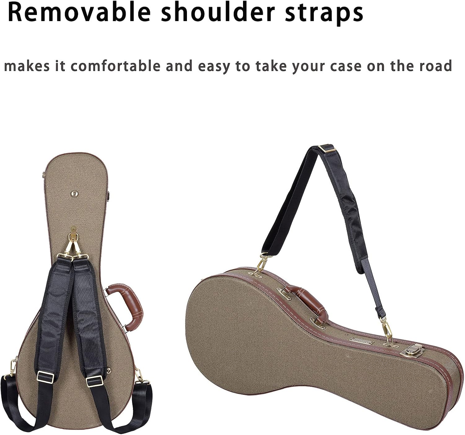 Crossrock Vintage style wood case for A Style Mandolins with removable shoulder straps-Green(CRW700OMAGN)