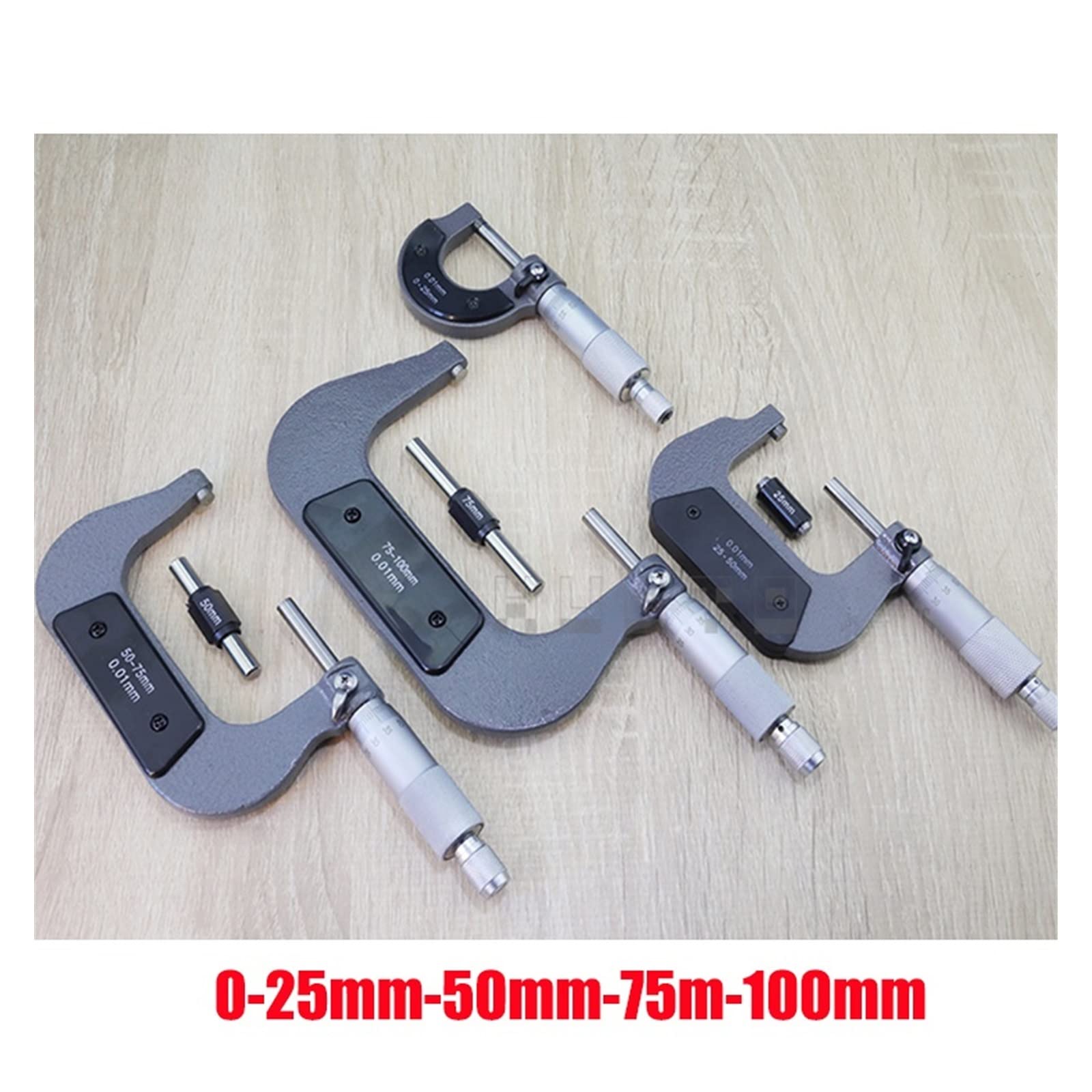 Digitale Bügelmessschraube Genauigkeit 0,01 mm Gauge Vernier-Messwerkzeuge außerhalb des Spiralmikometers 0-25 mm/ 25-50 50-75 75-100(25-50mm)