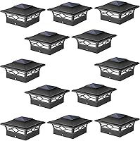 JOFIOS Solar Post Cap Lights 12 Pack - Waterproof LED for 4x4 Wood/Vinyl Deck Fence Posts, Warm/Cool White Auto Dusk-to-Dawn