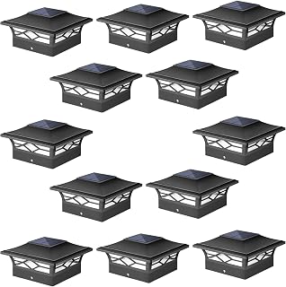 JOFIOS Solar Post Cap Lights 12 Pack - Waterproof LED for 4x4 Wood/Vinyl Deck Fence Posts, Warm/Cool White Auto Dusk-to-Dawn