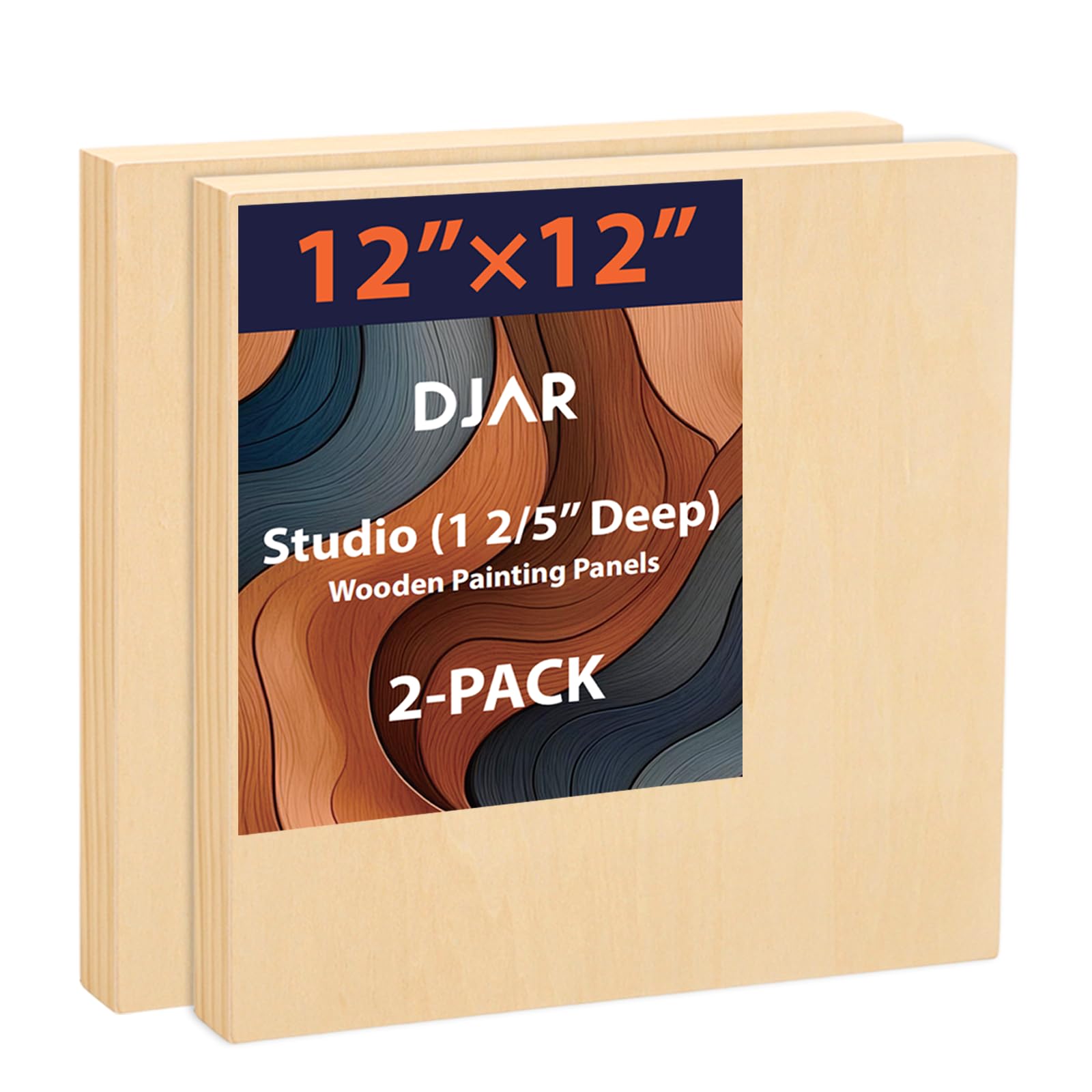 DJAR Wood Canvas Boards 30x30 cm, 4 cm Deep Gallery Wood Painting Panels 2 Pack – Ideal for Paint Pouring, Acrylic, Oil Painting, and Art Crafts