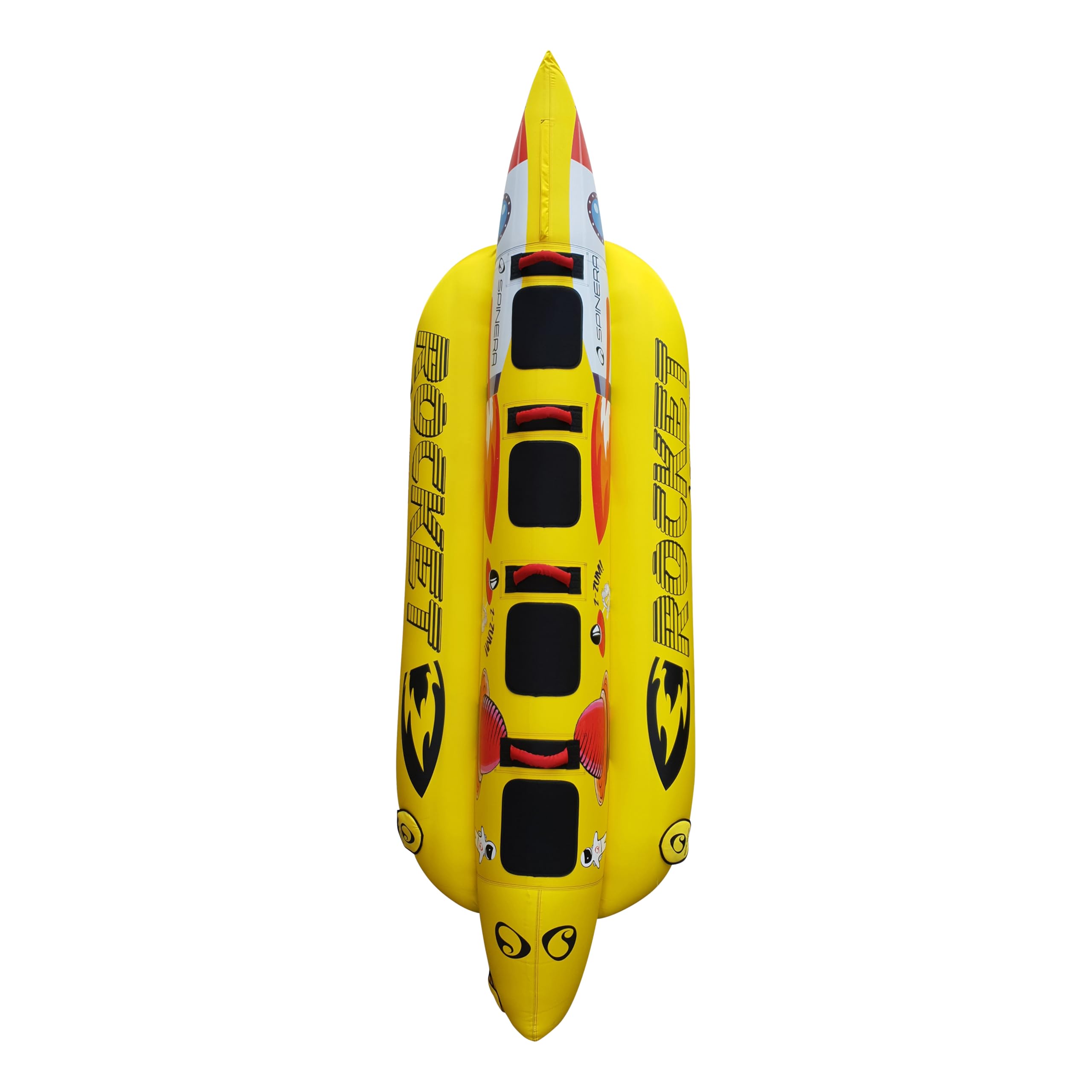 SPINERA Rocket 2 3 4 Towable Banana Tube für 2–4 Personen aufblasbares Wassersport-Tube Neopren-Handgriffe Nylonhülle 3-Kammern-System
