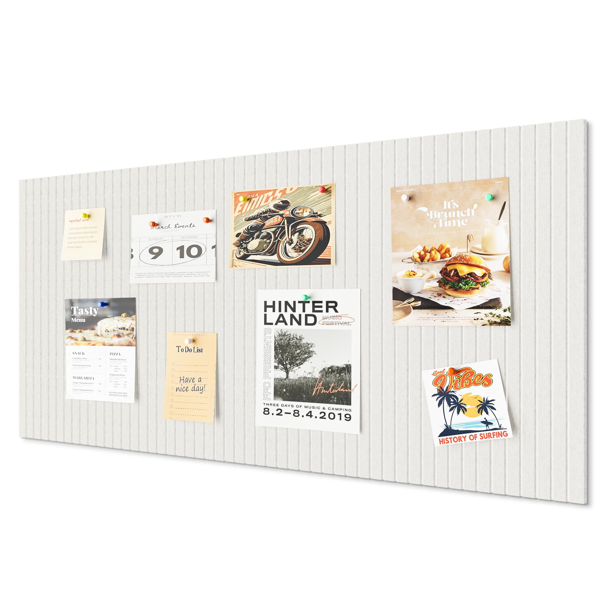 Rokeblau 48 x 32 inches Large Bulletin Board, Decorative Felt Pin Board, 0.35“ Thick Foldable Photo Display Board with Self-Adhesive Tape, Vision