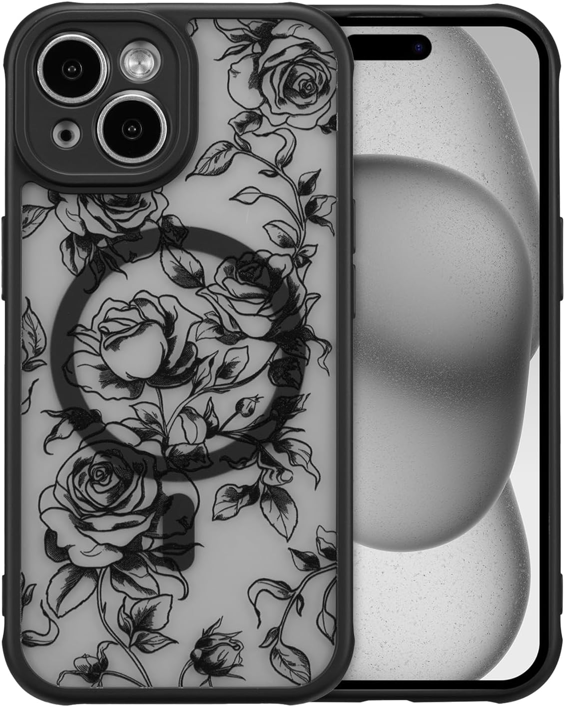 XIZYO Magnetic Case for iPhone 13, Branch Rose/Black