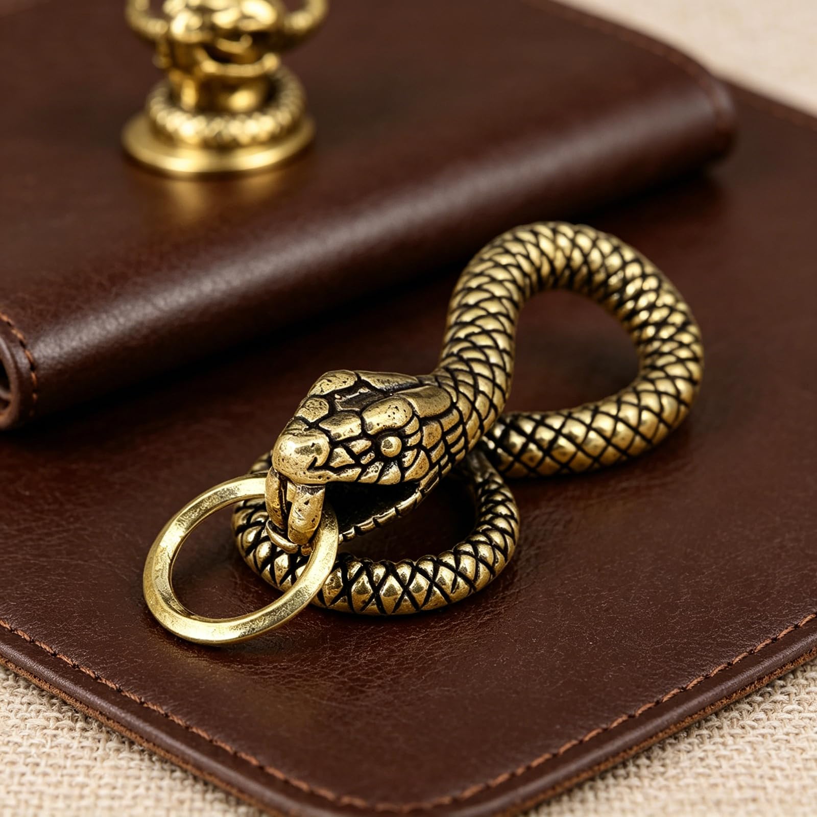 Brass Snake Figurine, Vintage Serpent Statue, Zodiac Animal Sculpture, Solid Metal Decor, Feng Shui Lucky Ornament, Mini Retro Desk Decoration, Antique Style Collectible Gift for Home Office