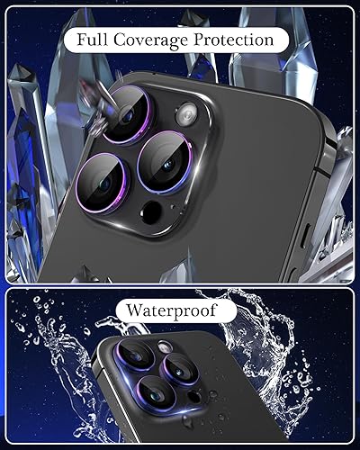 Miniatura 4 de Compatible con iPhone 15 ProiPhone 15 Pro Max, protector de lente de cámara de vidrio templado transparente, anillo de metal antiexplosión, cubierta