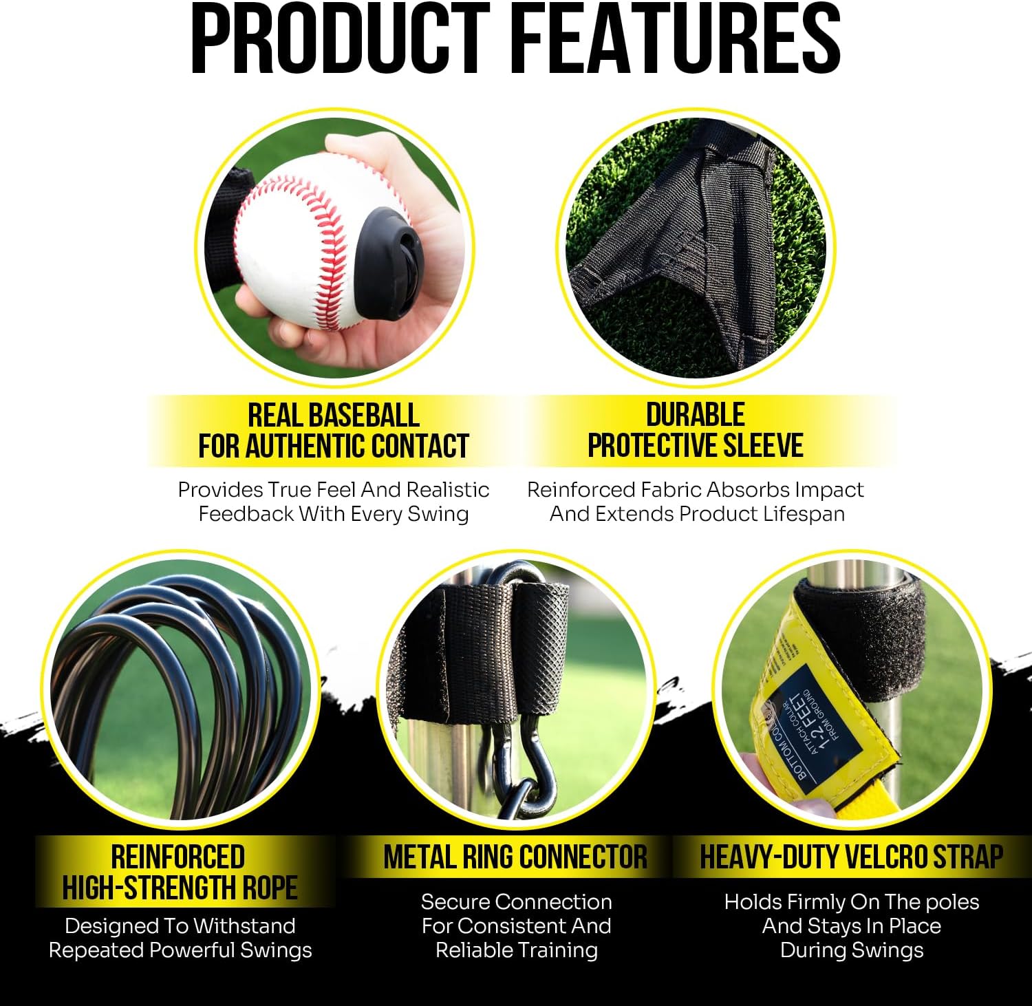 Portable Batting Swing Trainer for Baseball&Softball,Adjustable Ball Height Hitting Trainer with Auto-Reset System for Solo Practice,Easy Setup Baseball Training Equipment for Beginner,Advance Player