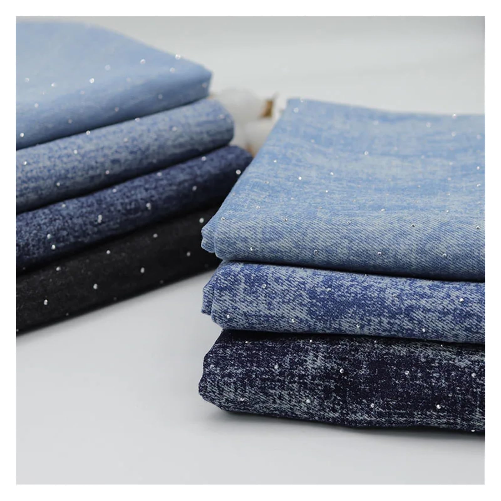 Lavado de tela vaquera con diamantes brillantes for vestidos, bolsos, jeans, costura DIY Para Ropa, Costura De Manualidades(Black)