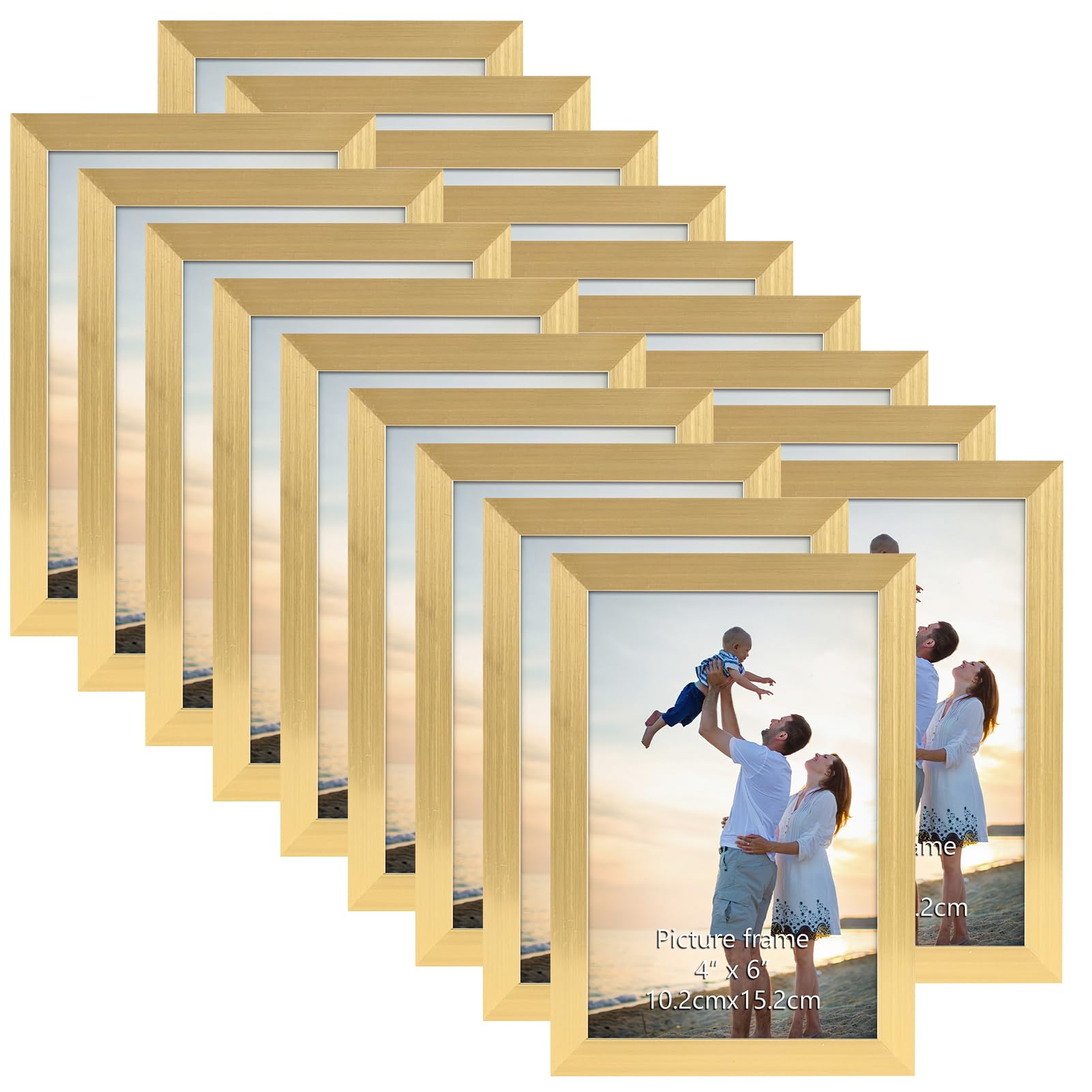 EYMPEU Picture Frames 10x15 cm 18-Piece Set, for Wall and Table, Suitable for Use in Offices and Homes, Gold