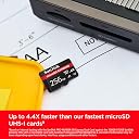 SanDisk Express microSD Card, 256GB Up to 880MB/s Read, Up to 650MB/s Write, 210MB/s Sustained Write, U3, C10 gallery image