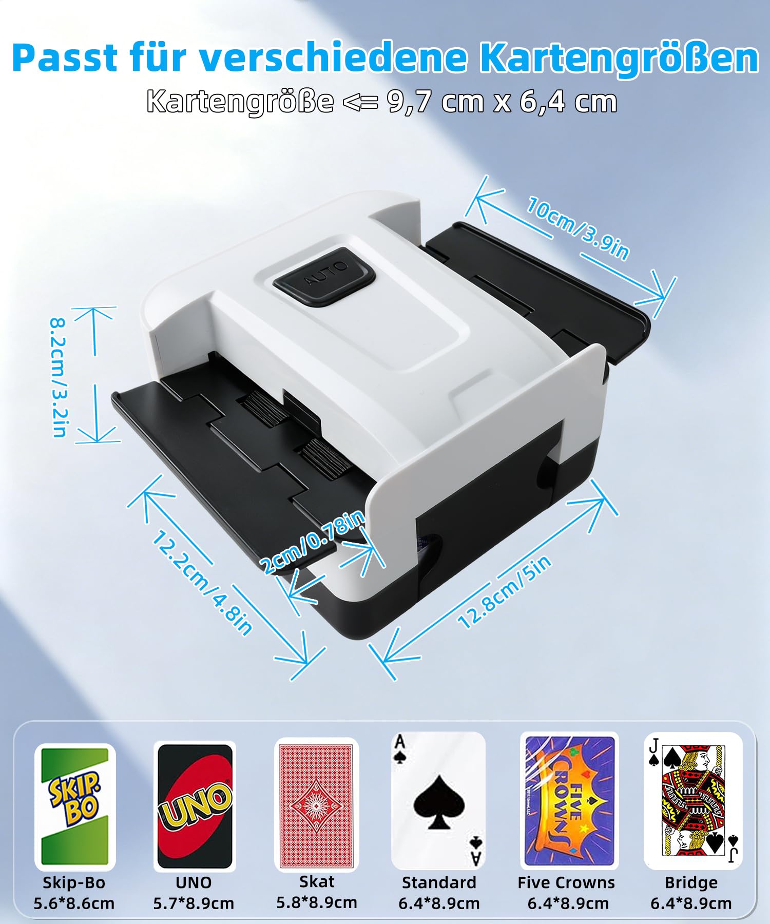 Sentoo Mélangeur de cartes silencieux et rechargeable pour 2 jeux de cartes, 2000 mAh, mélangeur électrique automatique pour jeux de cartes, Texas Hold'em, poker, jeux de cartes à domicile, Blackjack