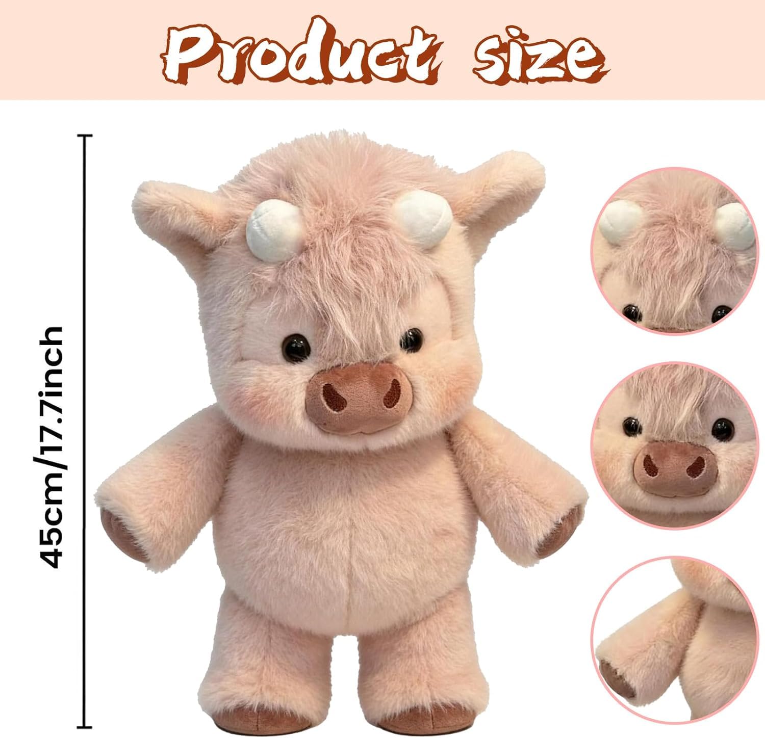 Peluche Che Corre, 45CM Pupazzo Che Corre Mucca, Peluche Miglior Regalo per Bambini e Coppie (B)