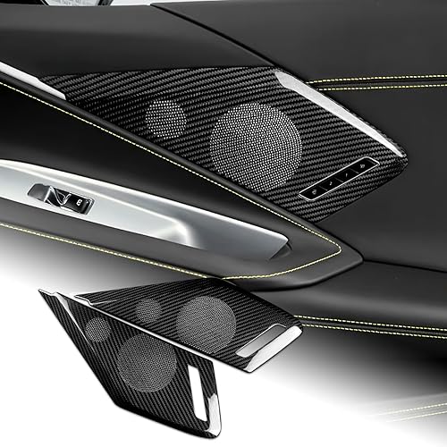 AIRSPEED Adhesivo para cubierta de altavoz de sonido para puerta de automóvil C8 de fibra de carbono dura real, para Chevrolet Corvette C8 2020 2021