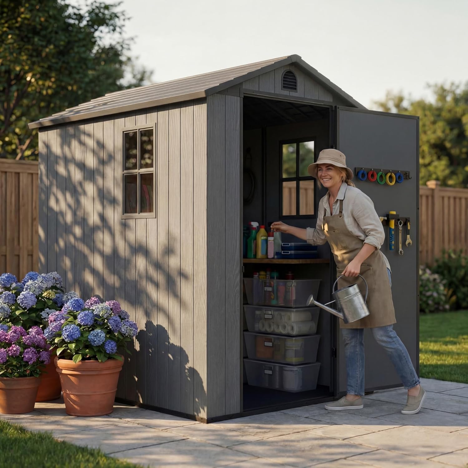 Devoko 4×6 FT Resin Storage Sheds with Floor, Dark Gray
