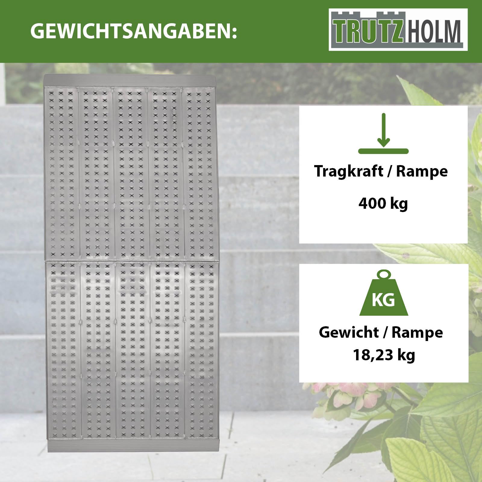 TRUTZHOLM 1 x Auffahrrampe extrabreit 70 cm klappbar 213 cm Länge 400 Kg Traglast Alu Rampe Verladerampe Eventrampe