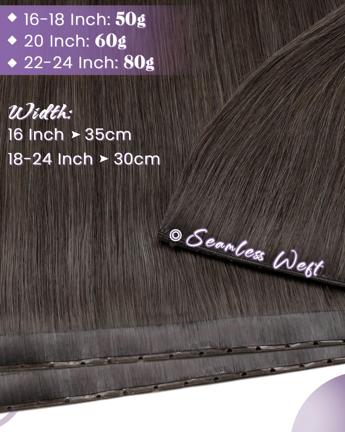 LaaVoo Butterfly Weft Hair Extensions 24 Inch 80g Mocha Brown Seamless Butterfly Weft Hair Extensions Human Hair Long Straight for Women