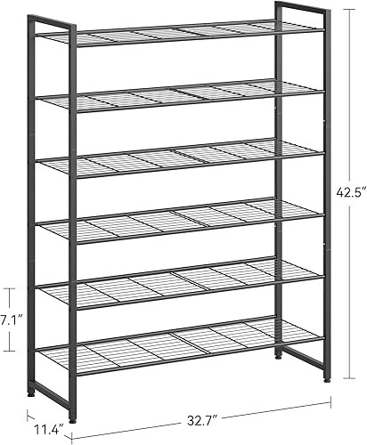 Miniatura 3 de Zapatero de metal, organizador de zapatos de garaje de 6 niveles, con capacidad máxima para 30 pares, estante de almacenamiento de zapatos para